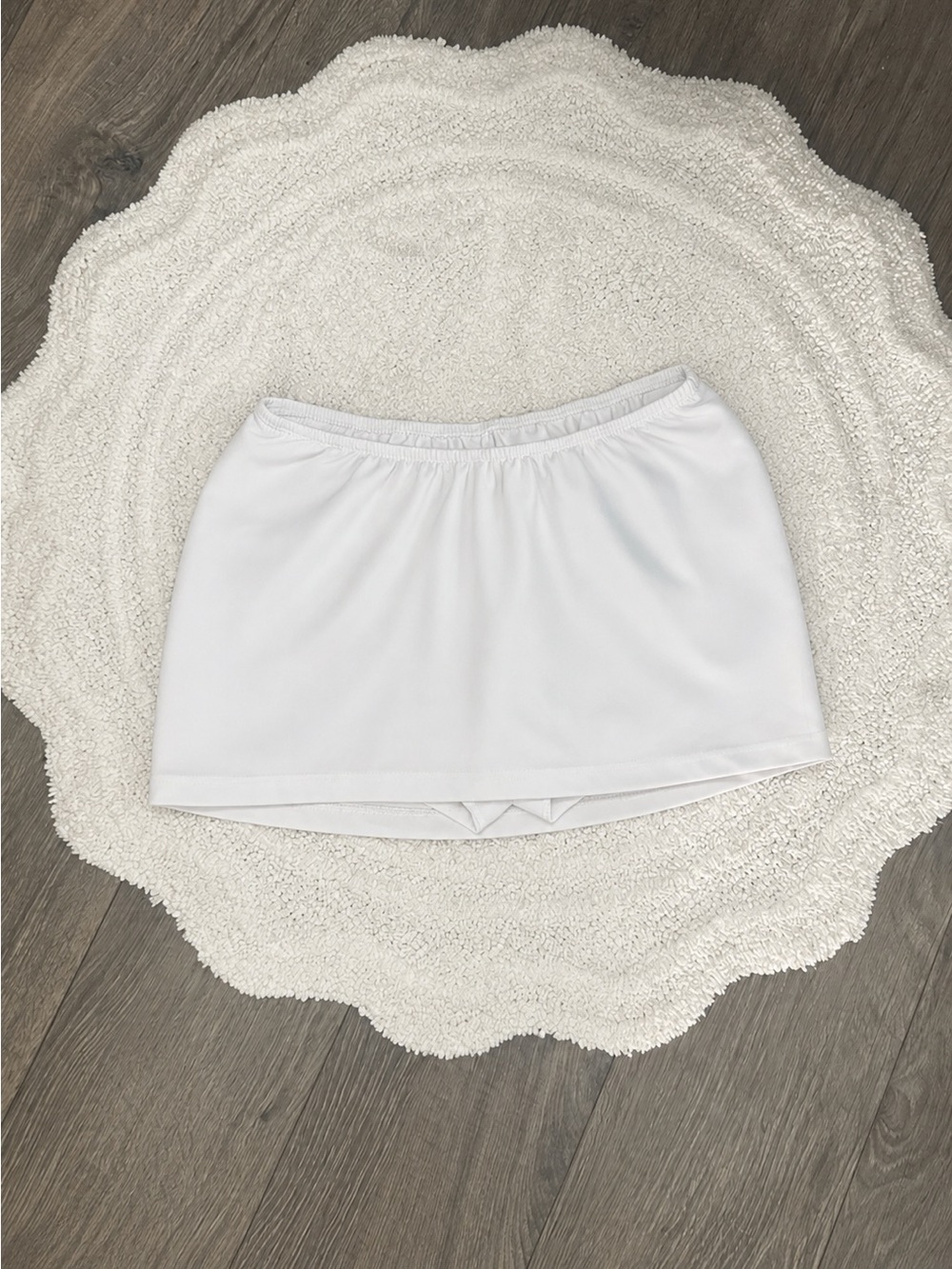White Women's mini Skirt with Built-In Shorts